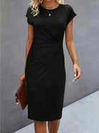 Women's Midi Evening Dress – Short Sleeve Dress for Formal Occasions