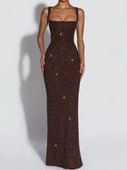 Danielle | Robe longue à encolure carrée et sequins