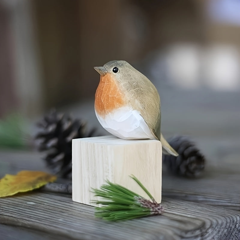 WoodRobin Sculpture – Handmade Wooden Robin for Shelf Decoration &amp; Gift