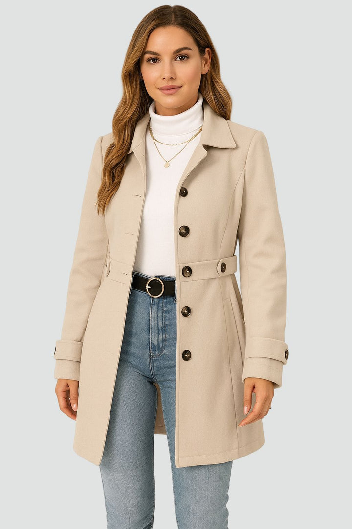 Herbst Damen Trenchcoat Gürtel Tailliert Übergangszeit