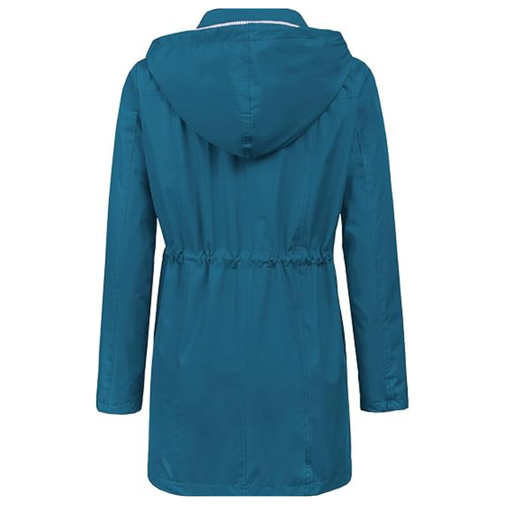 Wasserdichter langer Kapuzen-Trenchcoat gefüttert Windbreaker Reisejacke