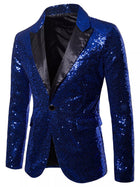 Men's Full Size Sequin One Button Blazer Plus Size