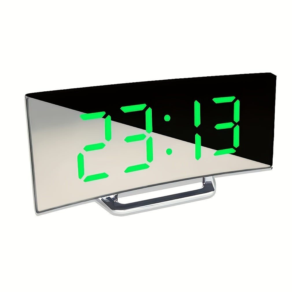 Uniquely Designed Modern Digital Alarm Clock – LED Mirror &amp; Curved Design