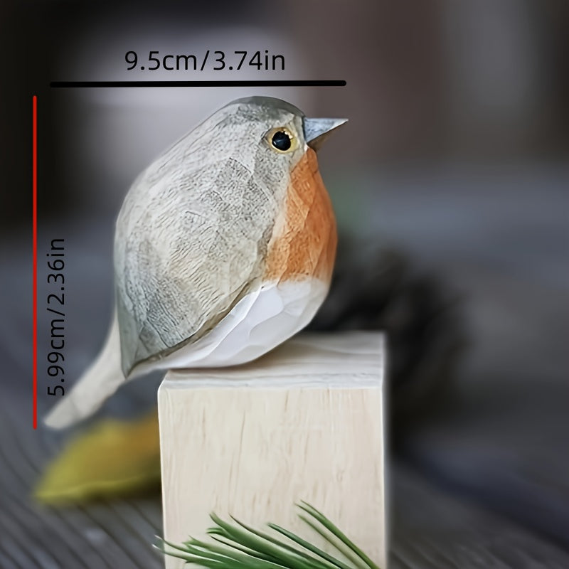WoodRobin Sculpture – Handmade Wooden Robin for Shelf Decoration &amp; Gift