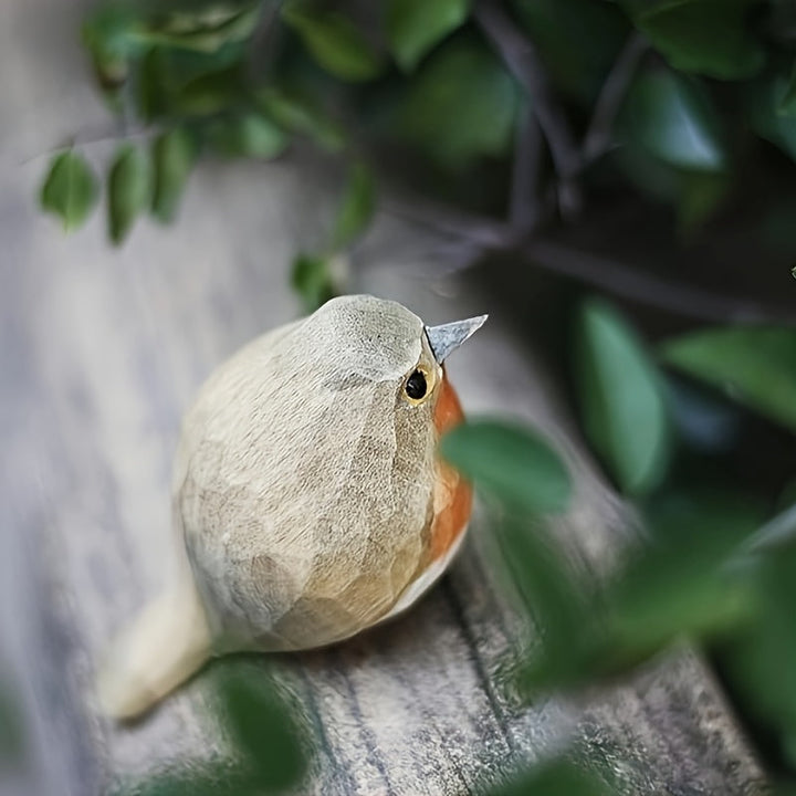 WoodRobin Sculpture – Handmade Wooden Robin for Shelf Decoration &amp; Gift