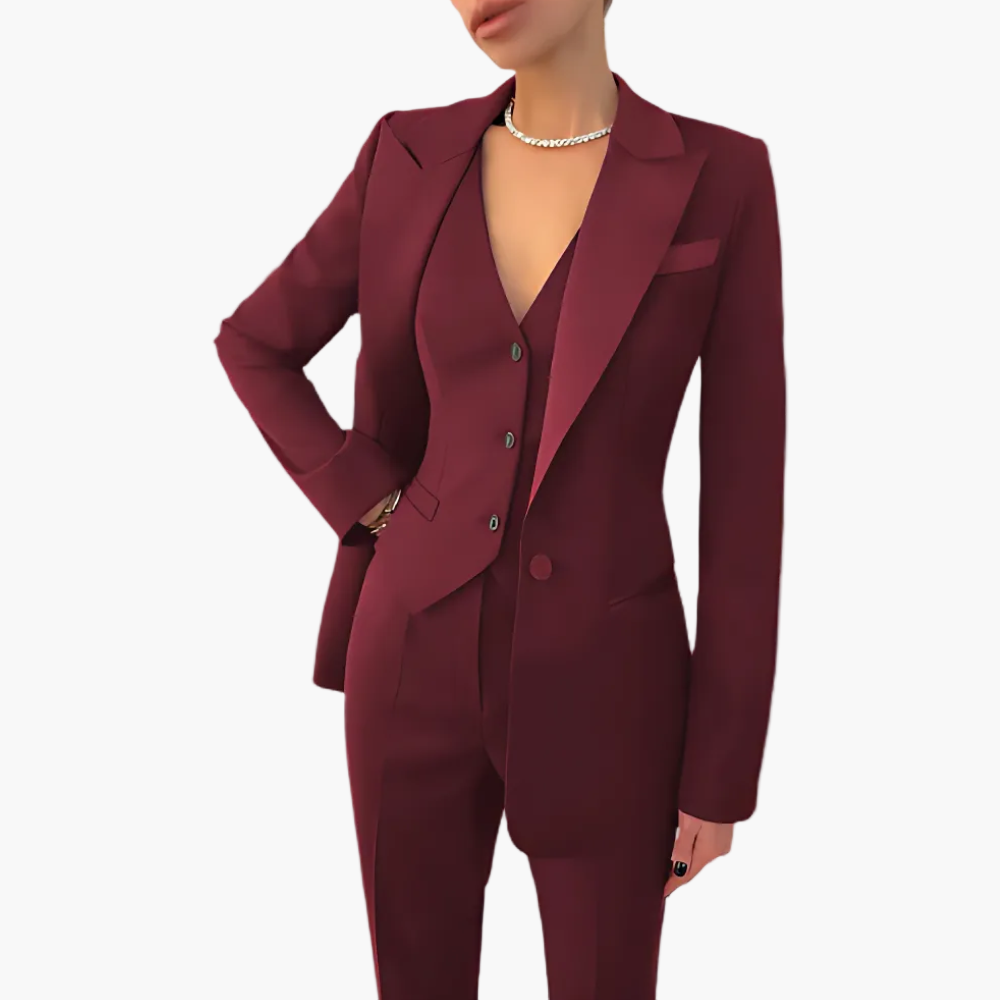 Damen 3-teiliges Anzugset mit taillierter Passform – Business- &amp; Abendmode