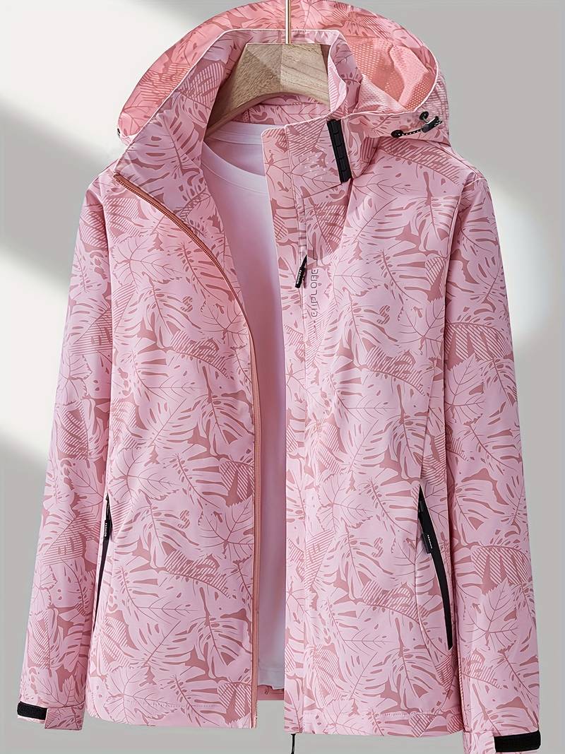 Damen Wasser- und Winddichte Jacke mit Kapuze – Lässig, Schutz für Outdoor-Aktivitäten