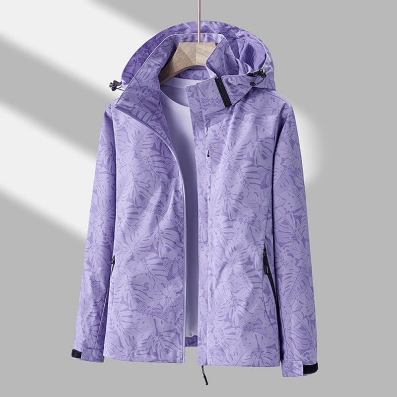 Damen Wasser- und Winddichte Jacke mit Kapuze – Lässig, Schutz für Outdoor-Aktivitäten