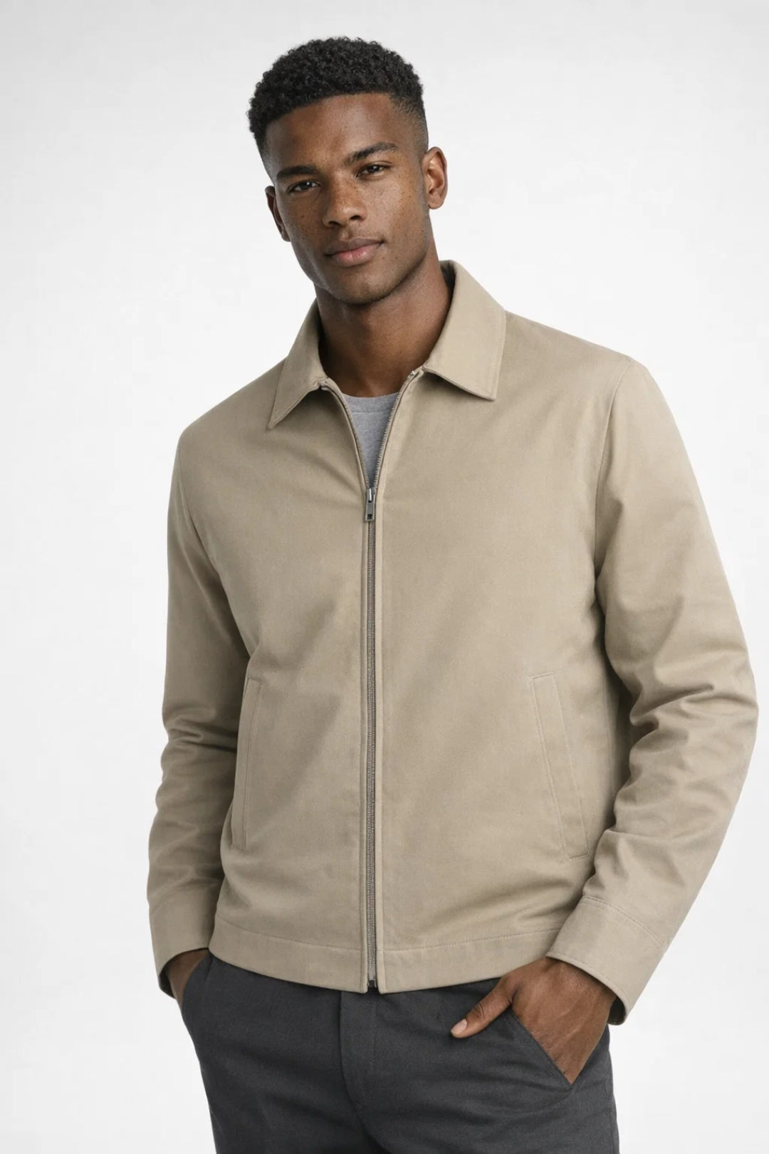 Übergangsjacke Herren Slim Fit Reißverschluss Klassischer Kragen Smart Casual Sommer