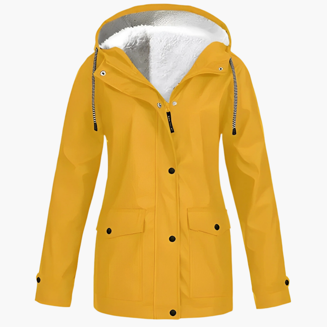 Damen Winter Regenjacke mit Fleece-Futter – Wasserdichte Outdoor-Jacke für kalte Tage