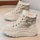 Damen Winterstiefeletten mit dicker Sohle, Schnürung und Warmfutter