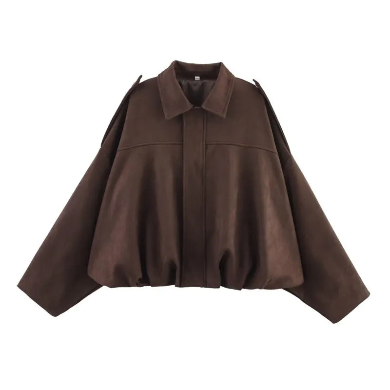 Ivy | Veste mi-saison en daim pour femme avec col pointu