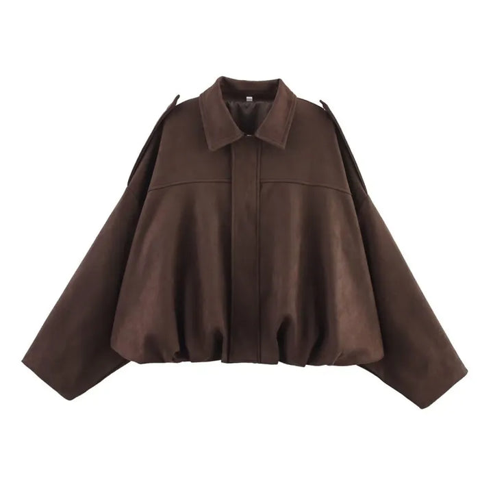 Ivy | Veste mi-saison en daim pour femme avec col pointu