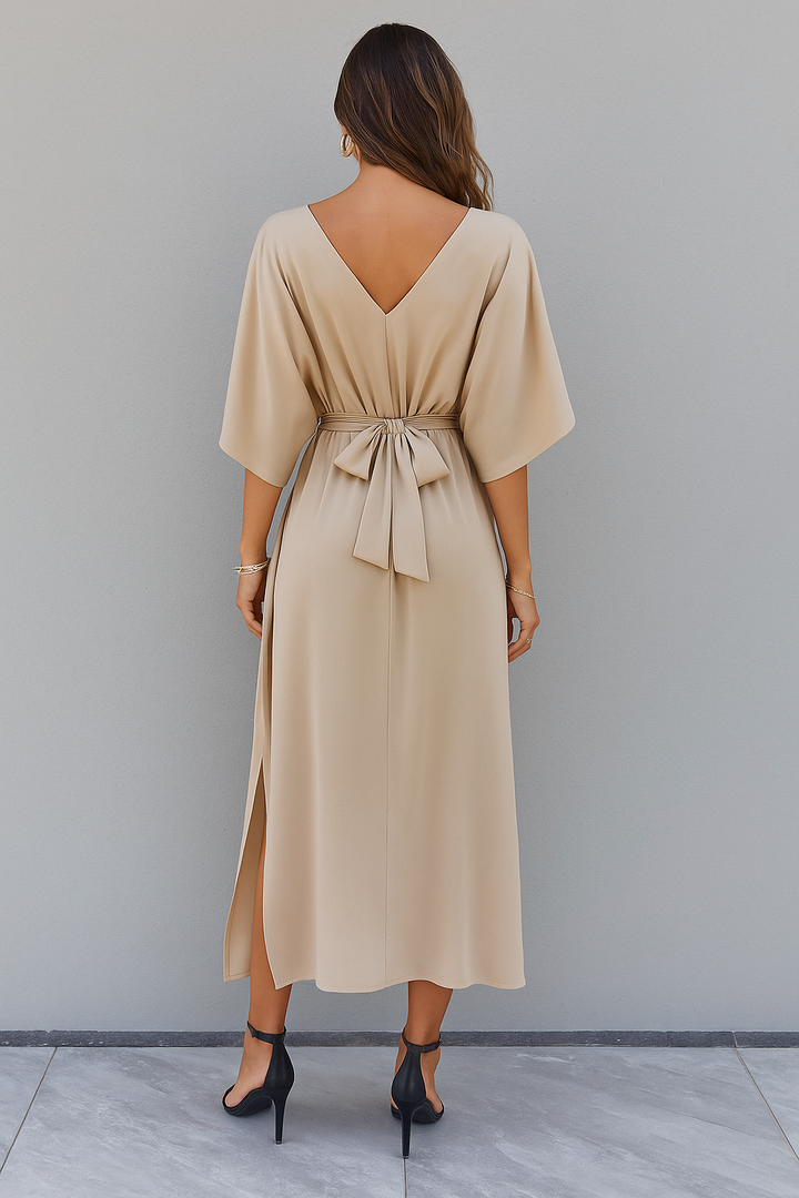 Sommer Maxi Kleid für Damen mit V-Ausschnitt und lockerer Passform