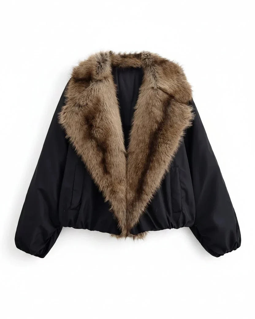 BLOUSON BOMBER À COL EN FOURRURE