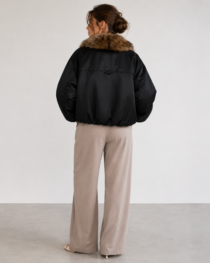 BLOUSON BOMBER À COL EN FOURRURE