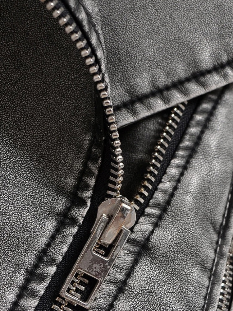 Liliana | Damen Leder-Übergangsjacke mit Reißverschluss und Gürtel