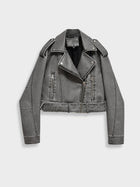 Liliana | Damen Leder-Übergangsjacke mit Reißverschluss und Gürtel