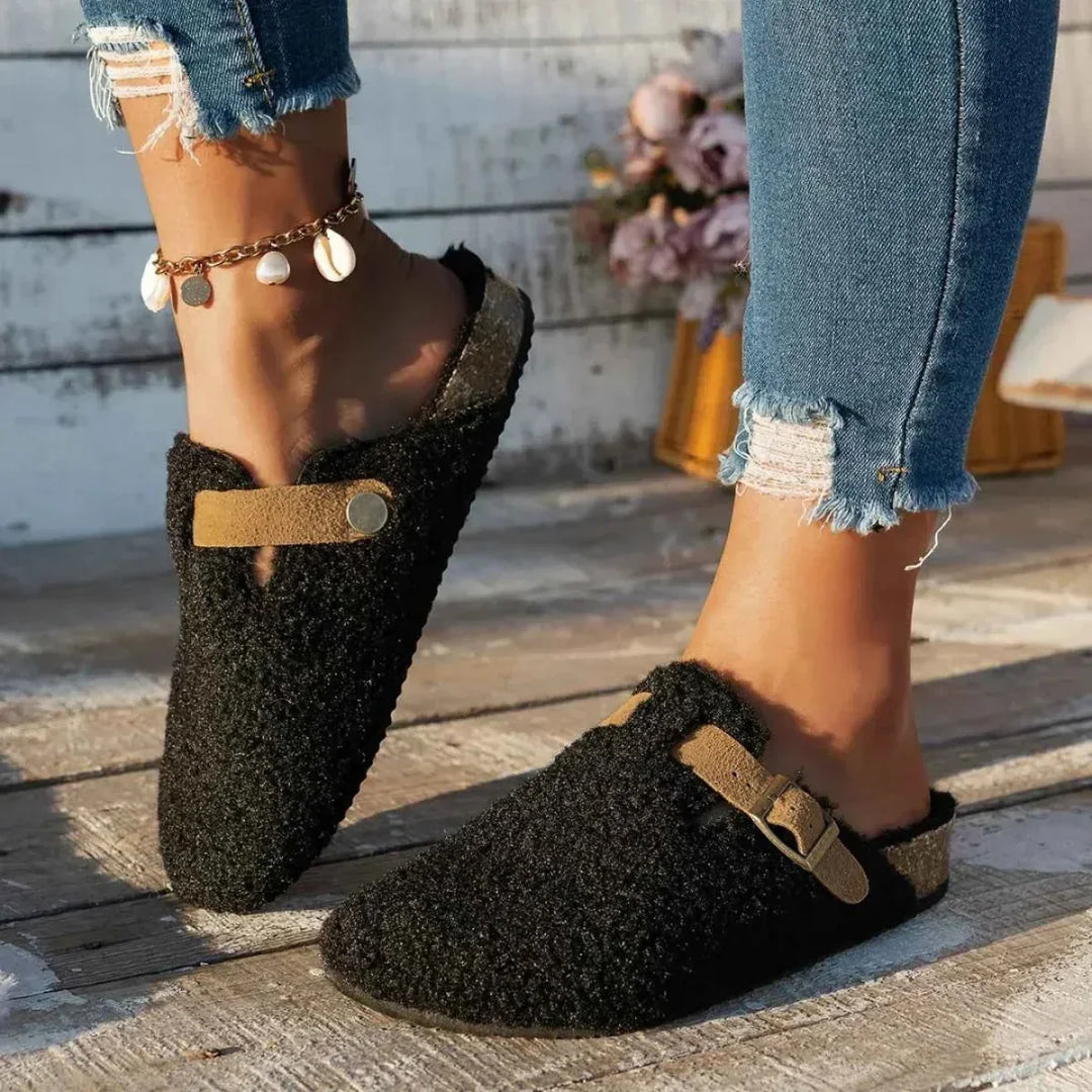 Pantoufles pour femmes avec boucle et semelle antidérapante