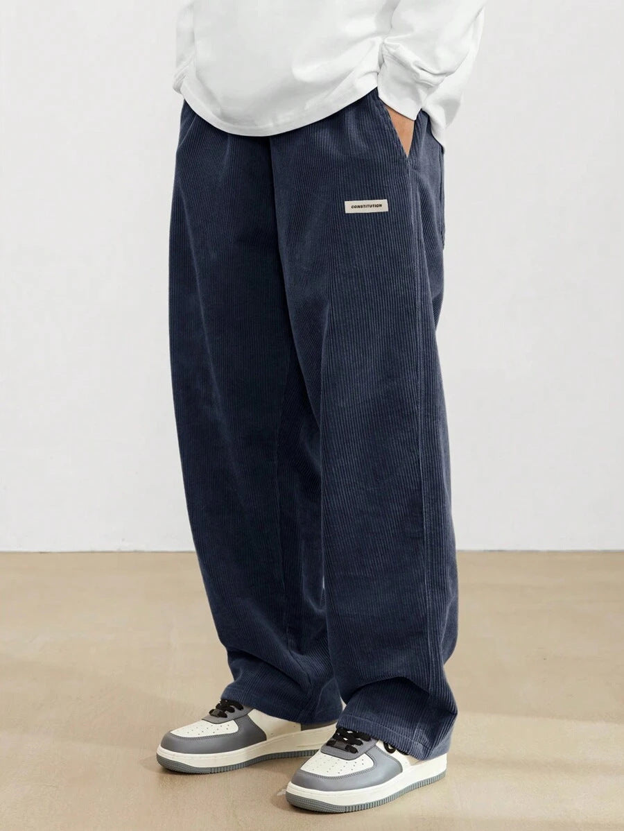 Herren Corduroy Hose Loose-Fit - Gerade Beine Casual