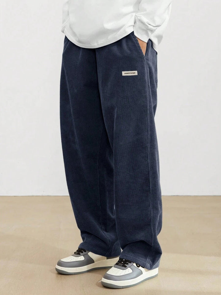 Herren Corduroy Hose Loose-Fit - Gerade Beine Casual