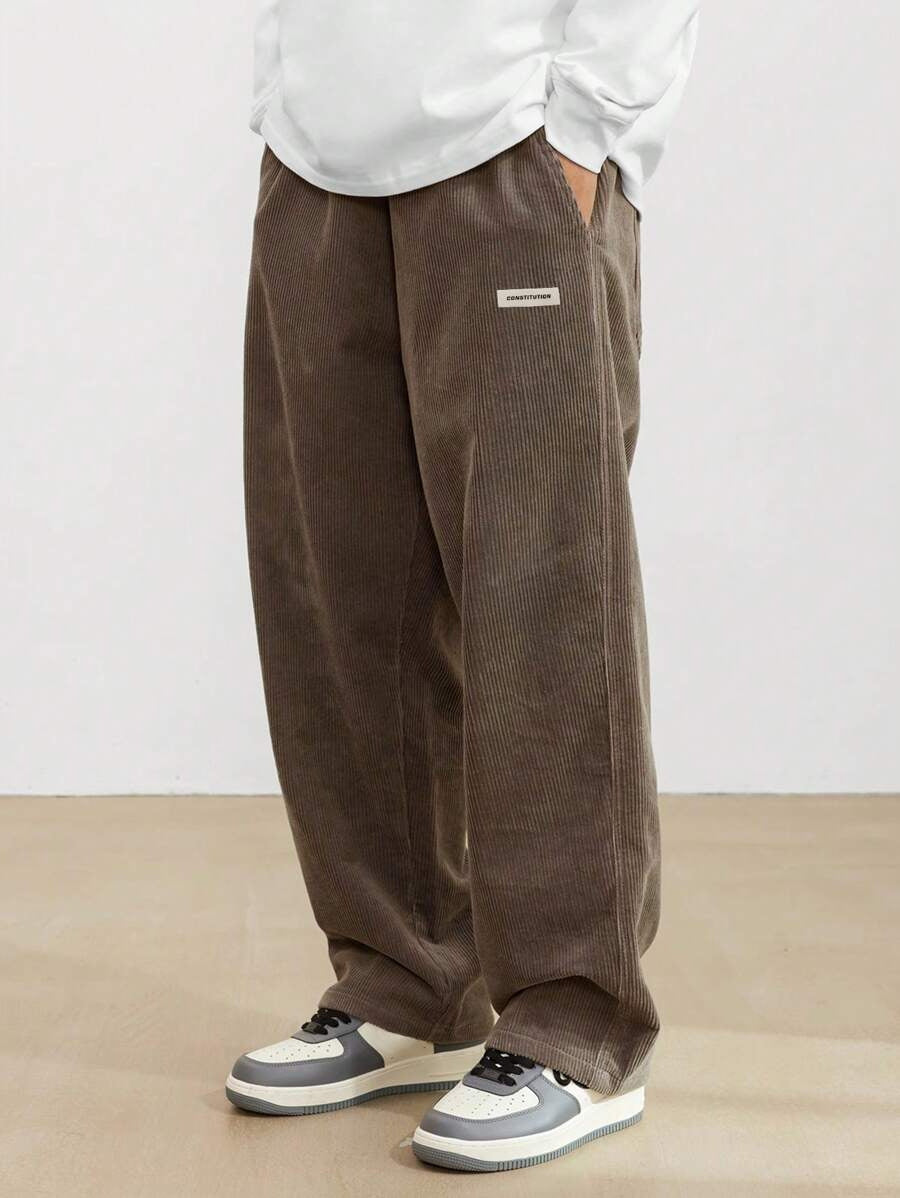 Herren Corduroy Hose Loose-Fit - Gerade Beine Casual
