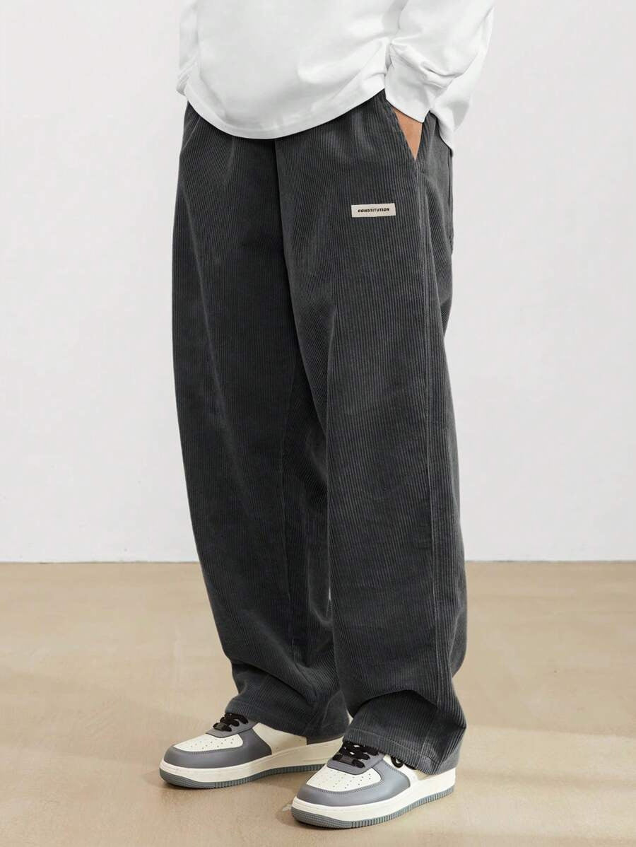 Herren Corduroy Hose Loose-Fit - Gerade Beine Casual