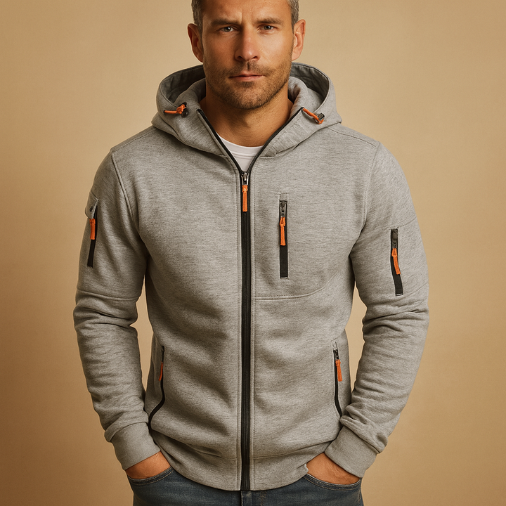 Herren Hoodie mit Reißverschluss und Kapuze Bequeme Passform