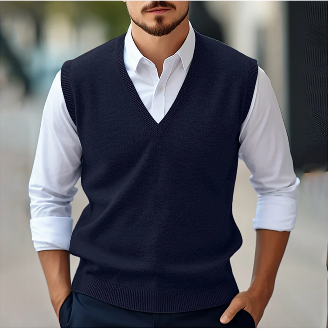 Herren Ärmelloser Pullover V-Ausschnitt - Lässiger Westen-Look