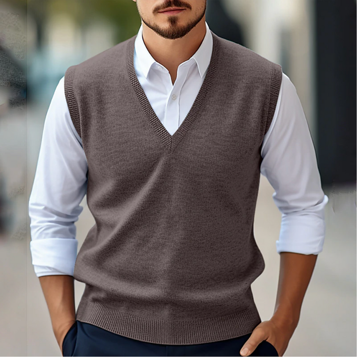 Herren Ärmelloser Pullover V-Ausschnitt - Lässiger Westen-Look