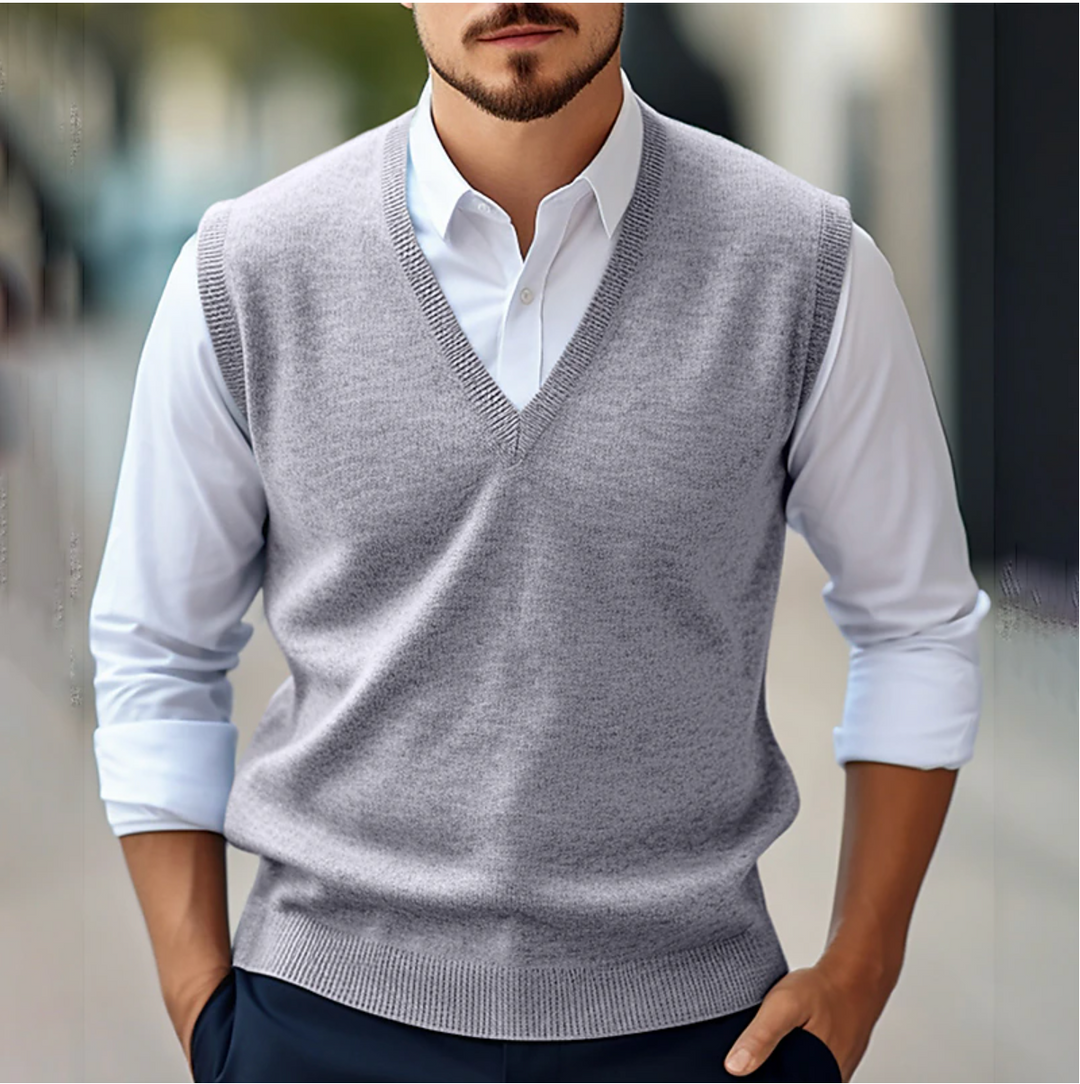 Herren Ärmelloser Pullover V-Ausschnitt - Lässiger Westen-Look