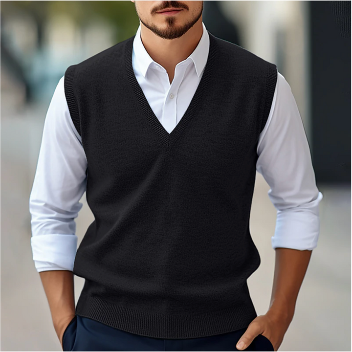 Herren Ärmelloser Pullover V-Ausschnitt - Lässiger Westen-Look