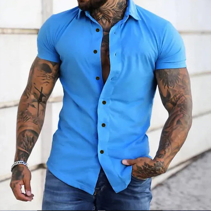 Chemise homme coupe ajustée à manches courtes - Classique et élégante
