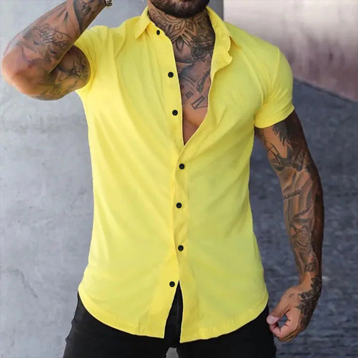 Chemise homme coupe ajustée à manches courtes - Classique et élégante