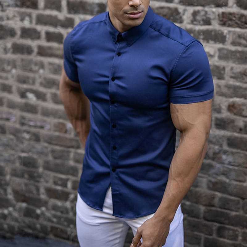 Chemise homme coupe ajustée à manches courtes - Classique et élégante