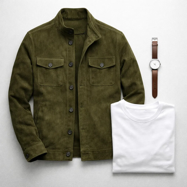 Herren Wildlederjacke mit Taschen - Klassischer Schnitt