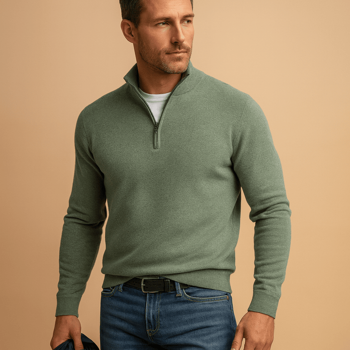 Herrenpullover – Regular Fit – Halber Reißverschluss mit modernem Look