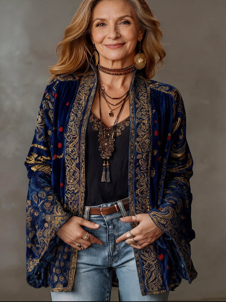 Amelie | Stilvoller Samt-Touch Bohemian Cardigan