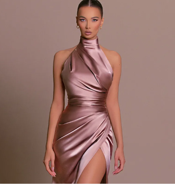 Valencia - Satin-Ein-Schulter Kleid