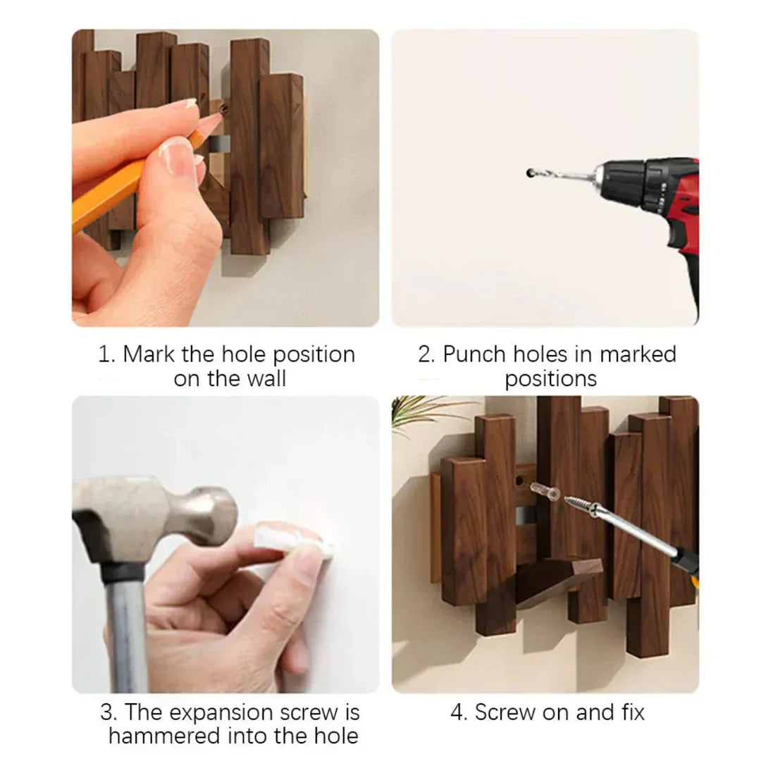 Sandsberg Wall Coat Rack in Piano Wood – Practical and Elegant for Organising Your Entrance
