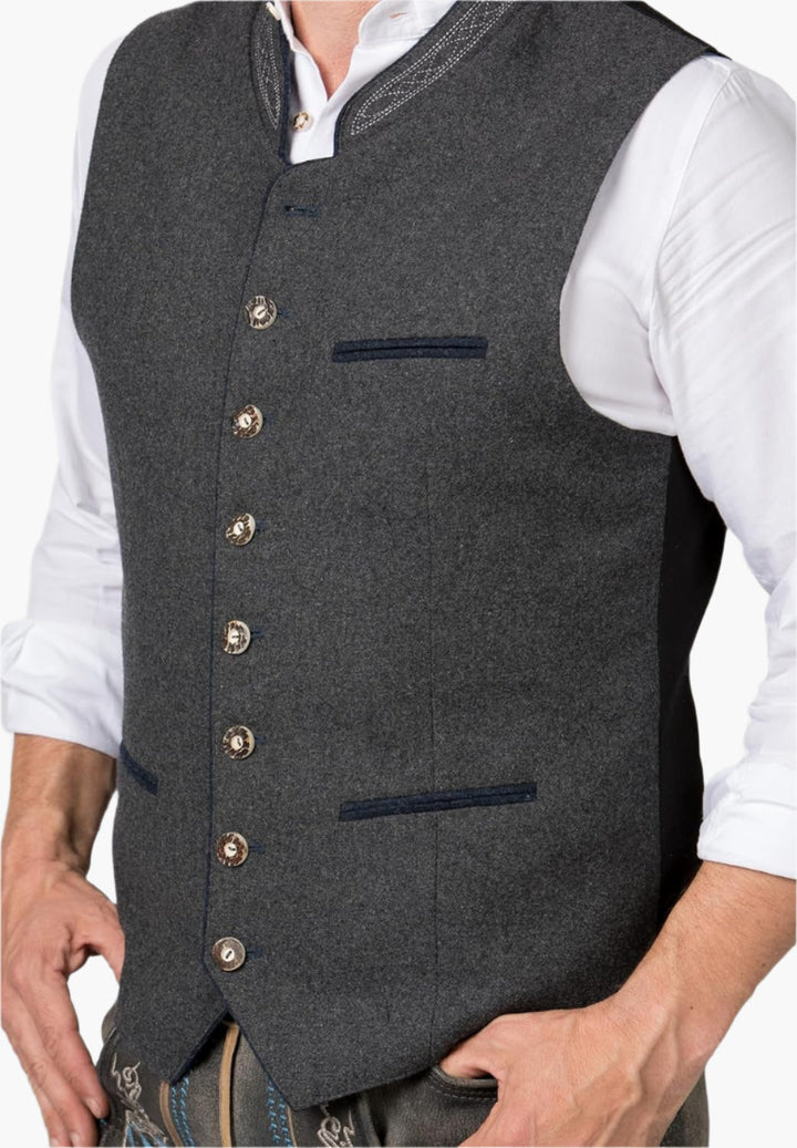 Herren Trachtenweste – Traditionelles Bayerisches Gilet für Feste &amp; Oktoberfest