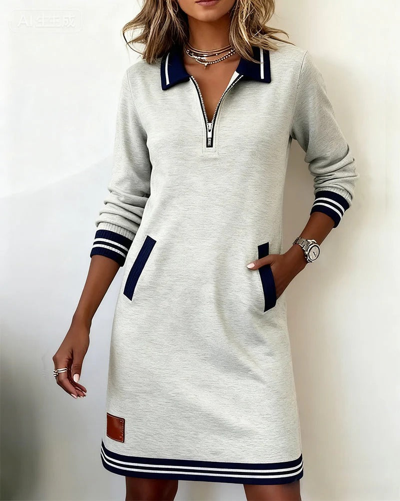 Timeless cotton midi dress with long sleeves
