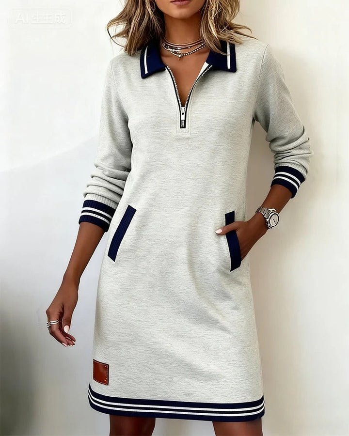 Timeless cotton midi dress with long sleeves