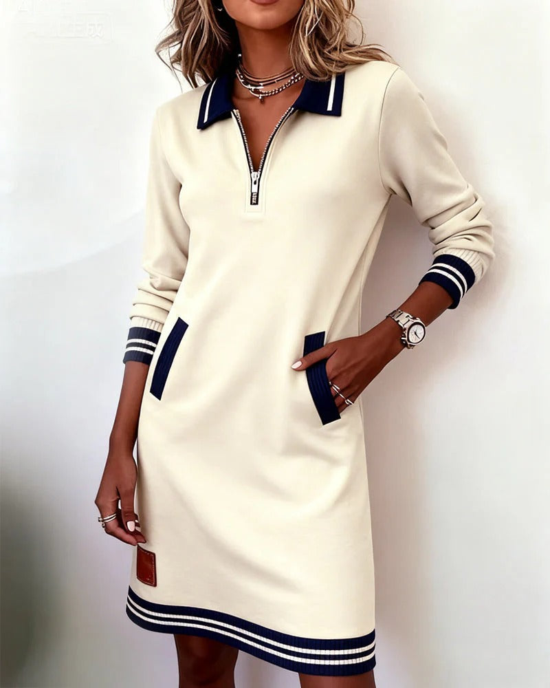 Timeless cotton midi dress with long sleeves