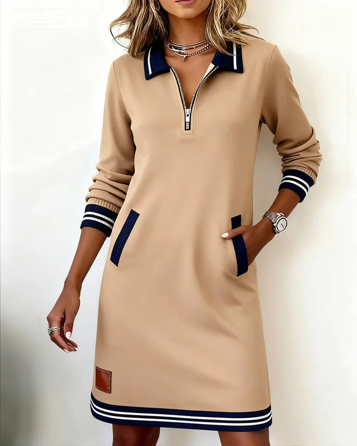 Timeless cotton midi dress with long sleeves