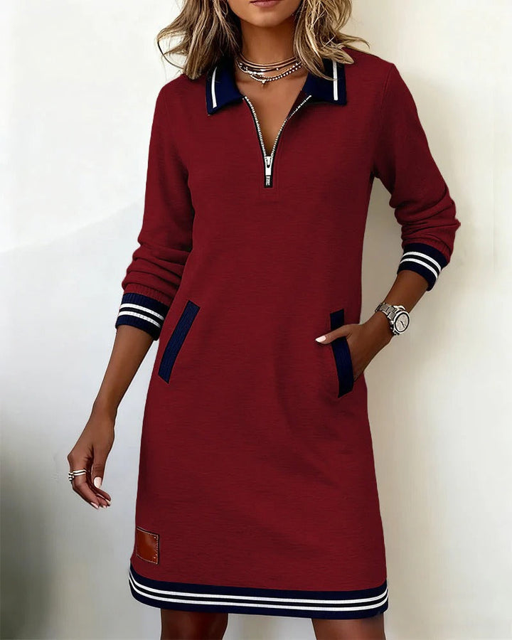 Timeless cotton midi dress with long sleeves