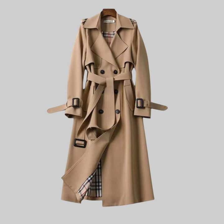 Damen Klassischer Trenchcoat mit Doppeltknopf-Design und Taillengürtel