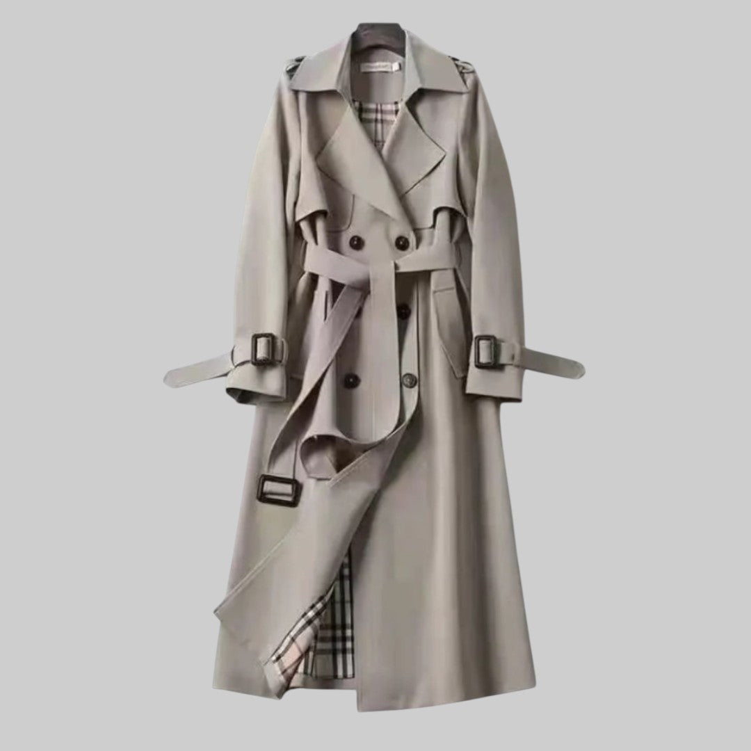 Damen Klassischer Trenchcoat mit Doppeltknopf-Design und Taillengürtel