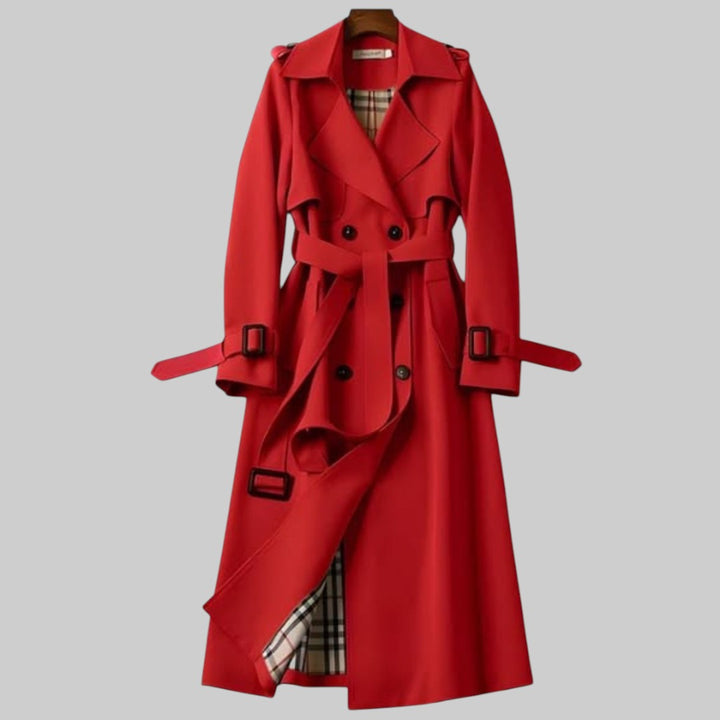 Damen Klassischer Trenchcoat mit Doppeltknopf-Design und Taillengürtel