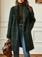 Damen Retro Revers Karierte Tweedjacke